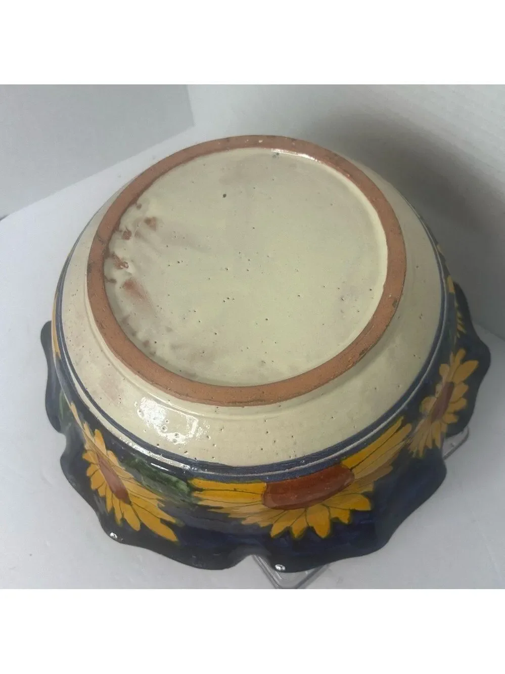 Vibrant Yellow and Green Sunflower Ceramic Art Bowl